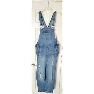 Torrid Denim Distressed Cropped Overalls